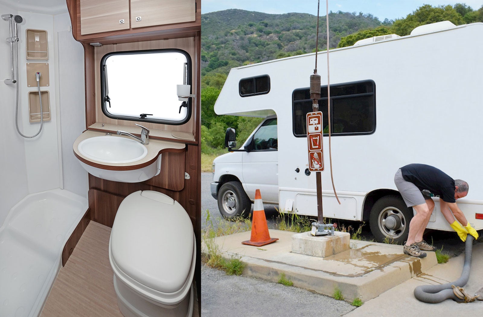 Portable RV/camper toilet and holding tank setup in Roxboro, North Carolina